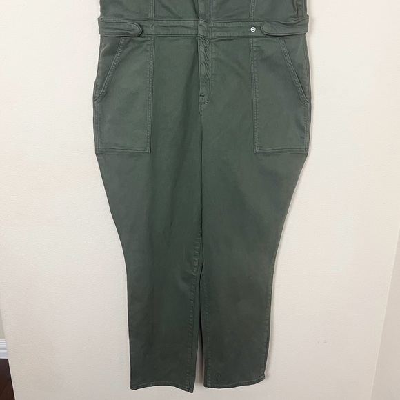 Good American Fit for Success Short Sleeve Forest Green Denim Jumpsuit - Picture 7 of 15